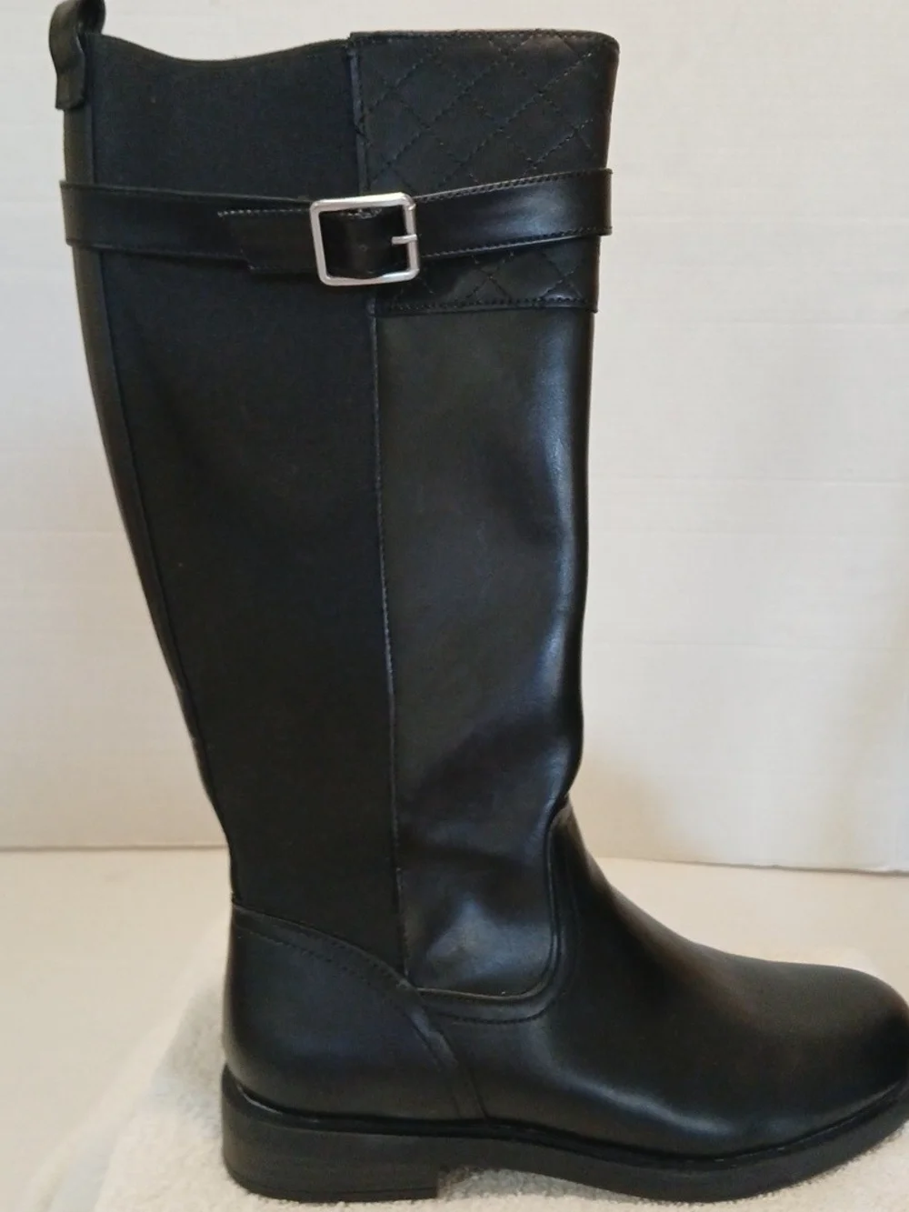 St Johns Bay Black Winterwood Riding Boots Quilted Shaft Buckle Zip W-9